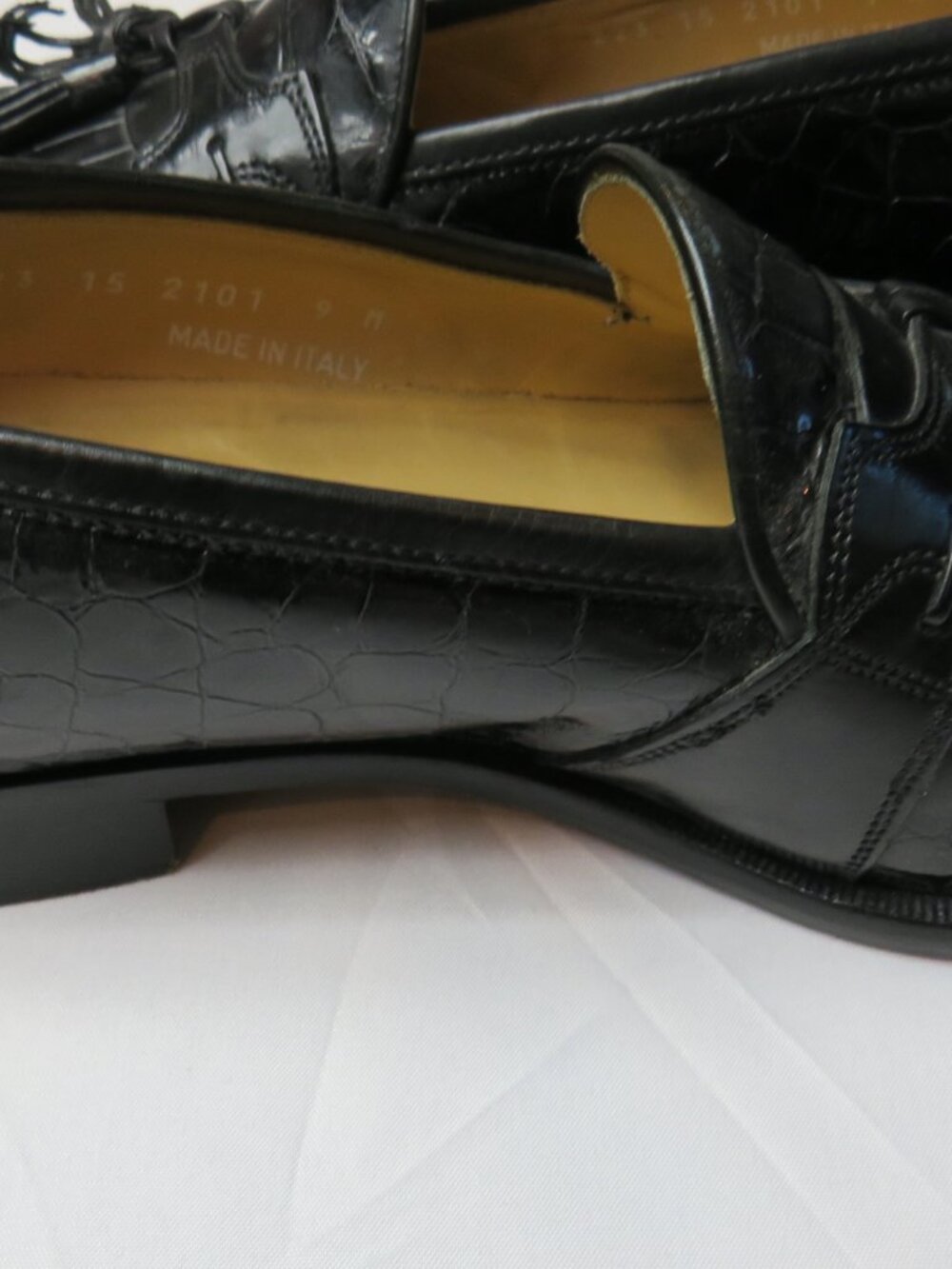 Nice Johnston & Murphy Crocodile Embossed Tassel Loafers Made in Italy 9 M - Picture 10 of 16